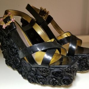 Hale Bob Flowered Strappy Wedge